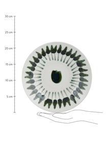 Handbemalter Suppenteller Sparks mit Pinselstrich-Dekor, Steingut, Weiss, Grün, Ø 22 cm