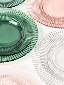 Assiettes plates en verre strié Effie, 4 pièces, Verre, Rose pâle, Ø 28 cm