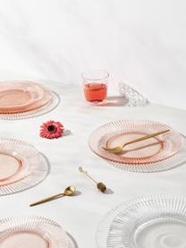 Assiettes plates en verre strié Effie, 4 pièces, Verre, Rose pâle, Ø 28 cm