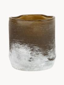 Ručně vyrobený svícen na čajovou svíčku s matným povrchem Halde, Sklo, Hnědá, bílá, Ø 11 cm, V 12 cm