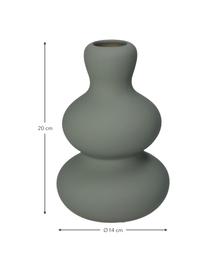 Vase Fine aus Steingut in Grün-Grau, Steingut, Grün-Grau, Ø 14 x H 20 cm