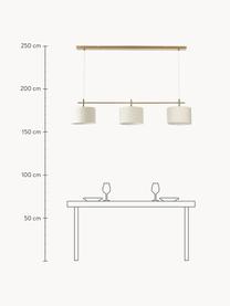 Lampada a sospensione grande Liara, Paralume: tessuto in lino (55% lino, Struttura: metallo spazzolato, Baldacchino: metallo spazzolato, Beige chiaro, dorato, Larg. 140 x Alt. 18 cm