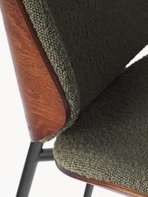 Houten stoelen Tamara met gestoffeerde bouclé zitting, 2 stuks, Bekleding: bouclé (100 % polyester), Zitvlak: multiplex met eiken, Poten: gepoedercoat metaal, Bouclé groen, B 47 x D 60 cm