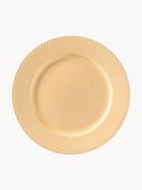 Ručně vyrobené porcelánové mělké talíře Rhombe, 4 ks, Porcelán, Žlutá, Ø 27 cm