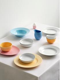 Ručně vyrobené porcelánové mělké talíře Rhombe, 4 ks, Porcelán, Žlutá, Ø 27 cm