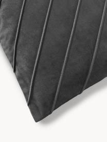 Housse de coussin en velours Leyla, Velours (100 % polyester), Anthracite, larg. 40 x long. 40 cm