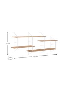 Estantería de pared grande de metal Belfast, Estantería: madera de Paulownia curti, Estructura: metal con pintura en polv, Marrón, blanco, An 191 x Al 79 cm