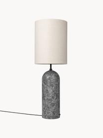 Kleine dimmbare Stehlampe Gravity mit Marmorfuß, Lampenschirm: Stoff, Lampenfuß: Marmor, Hellbeige, Dunkelgrau marmoriert, H 130 cm