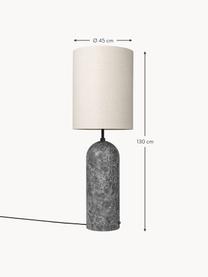 Lámpara de pie pequeña regulable con base de mármol Gravity, Pantalla: tela, Cable: plástico, Beige claro, gris oscuro veteado, Al 130 cm