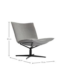 Sillón giratorio de terciopelo Mac-B, tecnología Aquaclean, Tapizado: 100% terciopelo de poliés, Asiento: núcleo de resorte Bonell, Gris claro, negro, An 72 x F 74 cm