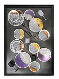 Assiettes creuses design Switch, 4 élém., Céramique, Gris clair, noir, multicolore, Ø 21 cm