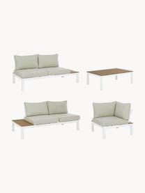 Outdoor loungeset Elias, 4-delig, Frame: gepoedercoat aluminium, Zitvlak: gecoat multiplex, Geweven stof lichtbeige, multiplex, wit, Set met verschillende formaten