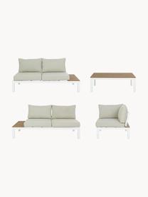 Outdoor loungeset Elias, 4-delig, Frame: gepoedercoat aluminium, Zitvlak: gecoat multiplex, Geweven stof lichtbeige, multiplex, wit, Set met verschillende formaten