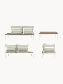 Outdoor loungeset Elias, 4-delig, Frame: gepoedercoat aluminium, Zitvlak: gecoat multiplex, Geweven stof lichtbeige, multiplex, wit, Set met verschillende formaten