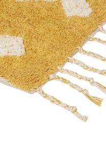 Tapis de bain jaune bohème Fauve, Jaune, blanc