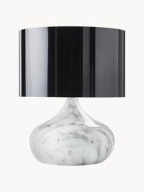 Lámpara de mesa en look mármol Mamo, Pantalla: plástico, Estructura: metal pintado, Negro, mármol blanco, Ø 31 x Al 38 cm