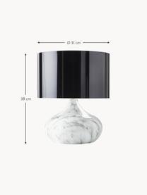 Tischlampe Mamo in Marmor-Optik, Lampenschirm: Kunststoff, Schwarz, Weiss, Marmor-Optik, Ø 31 x H 38 cm