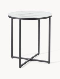 Table d'appoint avec plateau aspect marbre Antigua, Blanc aspect marbre, noir, Ø 45 x haut. 50 cm