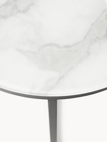 Runder Beistelltisch Antigua mit Glasplatte in Marmor-Optik, Tischplatte: Glas, matt bedruckt, Gestell: Stahl, pulverbeschichtet, Marmor-Optik Weiss, Schwarz, Ø 45 x H 50 cm