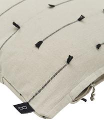 Katoenen kussenhoes Ransvik met structuur oppervlak, 100% katoen, Beige, zwart, B 50 x L 50 cm