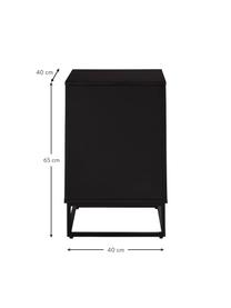 Szafka nocna z drewna Lyckeby, Nogi: żelazo powlekane, Drewno naturalne lakierowane na czarno, S 40 x W 65 cm