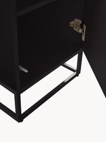 Comodino in legno con anta Lyckeby, Struttura: metallo rivestito, Nero, Larg. 40 x Alt. 65 cm