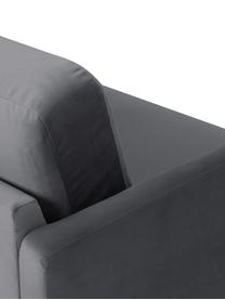 Sofa narożna z aksamitu Fluente, Tapicerka: aksamit (wysokiej jakości, Stelaż: lite drewno sosnowe z cer, Nogi: metal malowany proszkowo, Ciemnoszary aksamit, S 221 x G 200 cm, lewostronna
