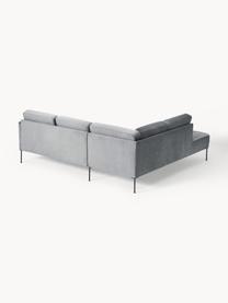 Sofá rinconera de terciopelo Fluente, Tapizado: terciopelo (poliéster de , Estructura: madera de pino maciza, Patas: metal con pintura en polv, Terciopelo gris oscuro, An 221 x F 200 cm, chaise longue izquierda