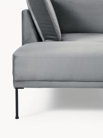 Samt-Ecksofa Fluente, Bezug: Samt (Hochwertiger Polyes, Gestell: Massives Kiefernholz, Füße: Metall, pulverbeschichtet, Samt Dunkelgrau, B 221 x T 200 cm, Eckteil links