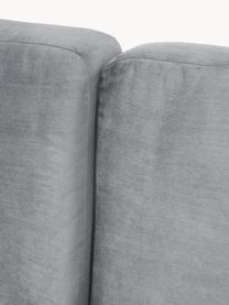 Samt-Ecksofa Fluente, Bezug: Samt (Hochwertiger Polyes, Gestell: Massives Kiefernholz, Füße: Metall, pulverbeschichtet, Samt Dunkelgrau, B 221 x T 200 cm, Eckteil links