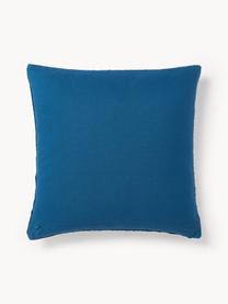 Housse de coussin 50x50 en velours avec motif structuré Nisha, Bleu foncé, larg. 50 x long. 50 cm