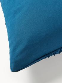 Housse de coussin 50x50 en velours avec motif structuré Nisha, Bleu foncé, larg. 50 x long. 50 cm