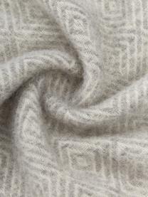 Coperta in lana color grigio chiaro con frange e motivo grafico Triol-Viktor, Grigio chiaro, bianco, Larg. 140 x Lung. 200 cm