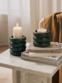 Kerzenhalter Orta aus Marmor, 2er-Set, Marmor, Dunkelgrün, marmoriert, Set mit verschiedenen Grössen
