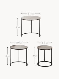 Beistelltisch Scott mit silberner Platte, 3er-Set, Silberfarben, Schwarz, Set mit verschiedenen Größen