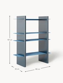 Scaffale con elementi in metallo Rami, Ripiani: metallo verniciato a polv, Struttura: pannello di fibra a media, Blu, petrolio, Larg. 80 x Alt. 101 cm