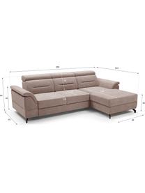 Divano letto angolare in tessuto beige con contenitore Missouri, Rivestimento: 100% poliestere, Beige, Larg. 259 x Prof. 164 cm