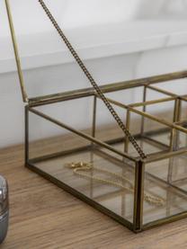 Handgemaakte juwelendoos Ola met 5 vakken, Frame: gecoat metaal, Messingkleurig, B 40 x H 9 cm