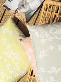 Kussenhoes Jasmin met bloemenmotief, Weeftechniek: jacquard, Mintkleurig, wit, 40 x 40 cm