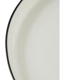 Piatto piano in porcellana Facile 2 pz, Porcellana solida di alta qualità (ca. 50% caolino, 25% quarzo e 25% feldspato), Bianco latte con bordo nero, Ø 25 x Alt. 3 cm