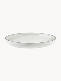 Piatto piano in porcellana Facile 2 pz, Porcellana solida di alta qualità (ca. 50% caolino, 25% quarzo e 25% feldspato), Bianco latte con bordo nero, Ø 25 x Alt. 3 cm