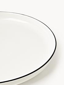 Piatti piani in porcellana Facile 2 pz, Porcellana solida di alta qualità (ca. 50% caolino, 25% quarzo e 25% feldspato), Bianco latte con bordo nero, Ø 25 x Alt. 3 cm