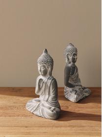 Set de figuras decorativas Buddha, 2 pzas., Cemento, Gris claro, An 9 x Al 14 cm