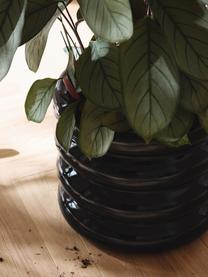 Plantenpot Rudi van keramiek, H 30 cm, Keramiek, Zwart, glanzend, Ø 32 x H 30 cm