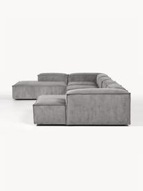 Sofa modułowa ze sztruksu Lennon, Tapicerka: sztruks (92% poliester, 8, Stelaż: lite drewno sosnowe, skle, Nogi: tworzywo sztuczne Ten pro, Szary sztruks, S 418 x G 269 cm,  lewostronna