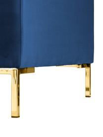 Samt-Ecksofa Luna in Blau mit Metall-Füssen, Bezug: Samt (Polyester) Der hoch, Gestell: Massives Buchenholz, Samt Blau, Gold, B 280 x T 184 cm