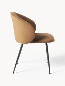 Fluwelen stoelen Luisa, 2 stuks, Bekleding: fluweel (100% polyester) , Poten: gepoedercoat metaal, Fluweel lichtbruin, zwart, B 59 x D 58 cm