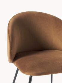 Fluwelen stoelen Luisa, 2 stuks, Bekleding: fluweel (100% polyester) , Poten: gepoedercoat metaal, Fluweel lichtbruin, zwart, B 59 x D 58 cm