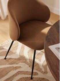 Fluwelen stoelen Luisa, 2 stuks, Bekleding: fluweel (100% polyester) , Poten: gepoedercoat metaal, Fluweel lichtbruin, zwart, B 59 x D 58 cm