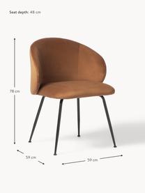 Sametové čalouněné židle Luisa, 2 ks, Světle hnědá, černá, Š 59 cm, H 58 cm